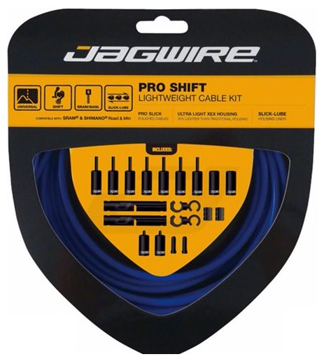 Lanka + bowdeny radiace Jagwire Pro Shift modré